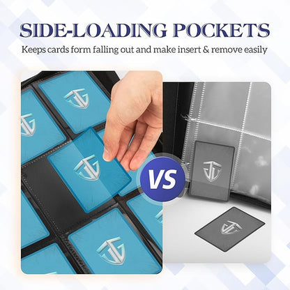 Trading Card Binder, 9 Side Loading Pocket Card Album Hold Up to 540, Zipper Binder for Collection, TCG Holder for Sports, Yugioh, MTG etc. (Brown 9)