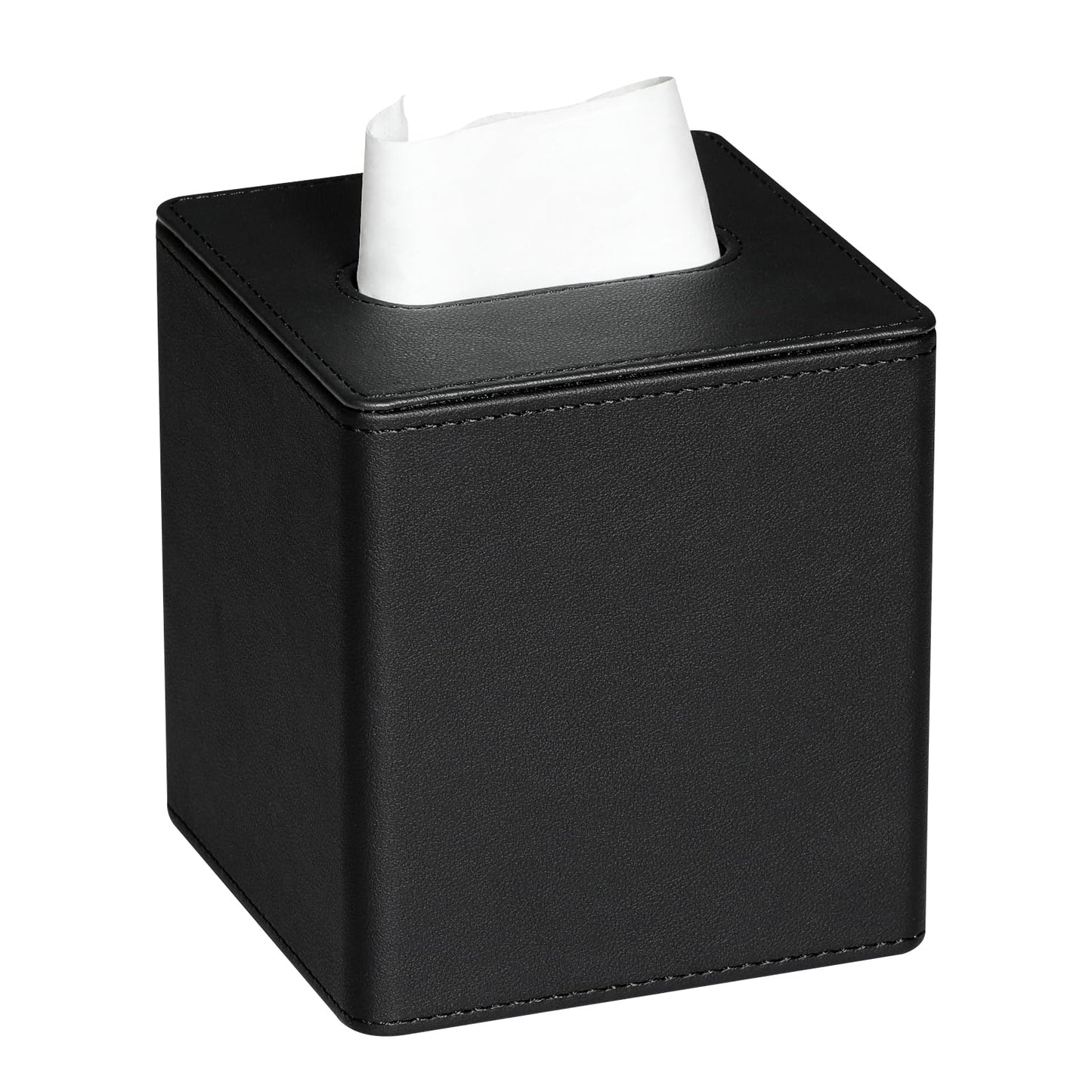 MEIBOOCH PU Leather Tissue Box Cover Square Tissue Box Holder with Magnetic Closure (Black)