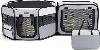 Want to Give Your Kittens & Puppies a Safe, Independent Space? Try Lekereise: 47"×16" Portable Cat Playpen, 2-in-1 Dog Playpen, Independently Usable, with a Carry Bag. Play Freely Anywhere!
