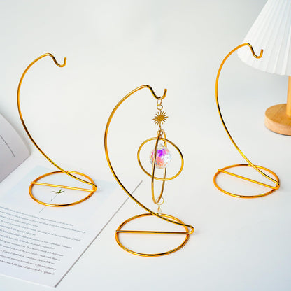 H&D HYALINE & DORA 3 Pack 9" H Ornament Display Stand Iron Hanging Stand Ornament Hanger Holder Decor Display Holder Hook for Glass Globe Air Plant Terrarium Table Decor(Gold)