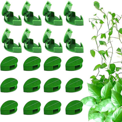 LeMall Plant Climbing Wall Fixture Clips, 100PCS Self-Adhesive Plant Hooks for Wall Vines Fixing Clips Green Leaf Plant Clip Garden Wall Clip Plant Clip Green Leaf Simulation for Garden Wall Clip