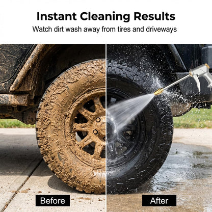 2026 Upgrade High Pressure Hose Nozzle, Turn Any Hose into a High Pressure Water Cleaning Jet, Multi Function Heavy Duty Garden Hose Nozzle, Spray Nozzles for Cleaning Yard Pets Car (ShortRod)