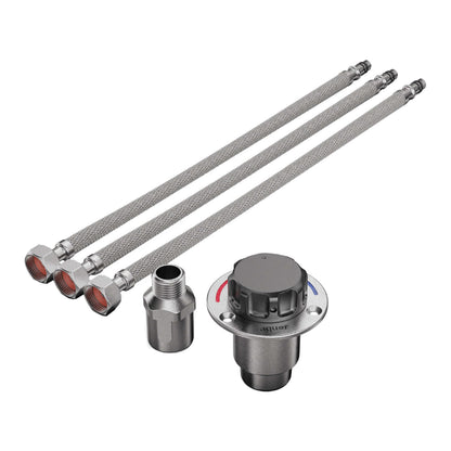 Aquor Utility Mixing Valve, Compact G1/2 inch Thermostatic Mixing Valve with Hot/Cold Temperature Control, Hydrant Pairing for Boat, Marine, and RV Outdoor Shower, Stainless Steel