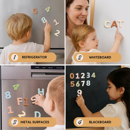 JoyCat Silicone Magnetic Letters and Numbers, 26 Uppercase Alphabet with 0-9, Fridge Magnets for Toddlers & Kids, Preschool Learning Refrigerator Toy Set, Birthday Gifts for Boys Girls (Muted Color)