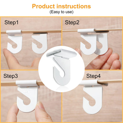 Vicenpal 100 Pair Drop Ceiling Hooks Bulk for Classrooms Hanging, Metal Suspended Track Tile Hooks Aluminum White Heavy Duty T Bar Clips, Hold up to 20 Lbs for School Offices Plants Decorations