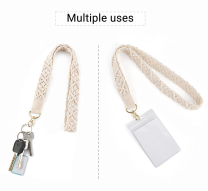 Mkono Set of 2 Boho Keys Organizer - Macrame Key Holder for Wall and Lanyard for Keys ID Badges
