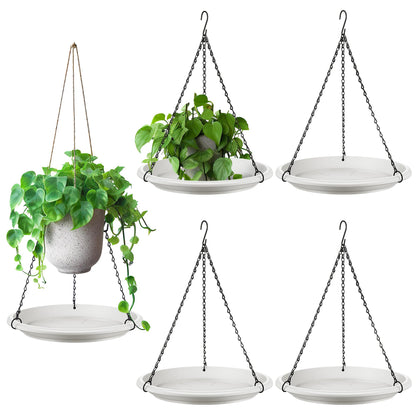 Hanging Planter for Indoor Outdoor Plants, 12" Plant Saucer with Basket Chains, Adjustable Plants Hanger Shelf Decorative Hanging Plant Flower Pot for Window Wall Ceiling Home Decor (5 Pcs,White)