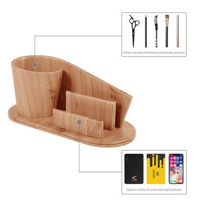 RHCSZ Fashion PU Leather Pen Holder Office Supplies Desk Organizer Storage Box,Desktop Caddy Organizers & Business Cards Holder,Pencil Holders(Apricot Faux Leather)