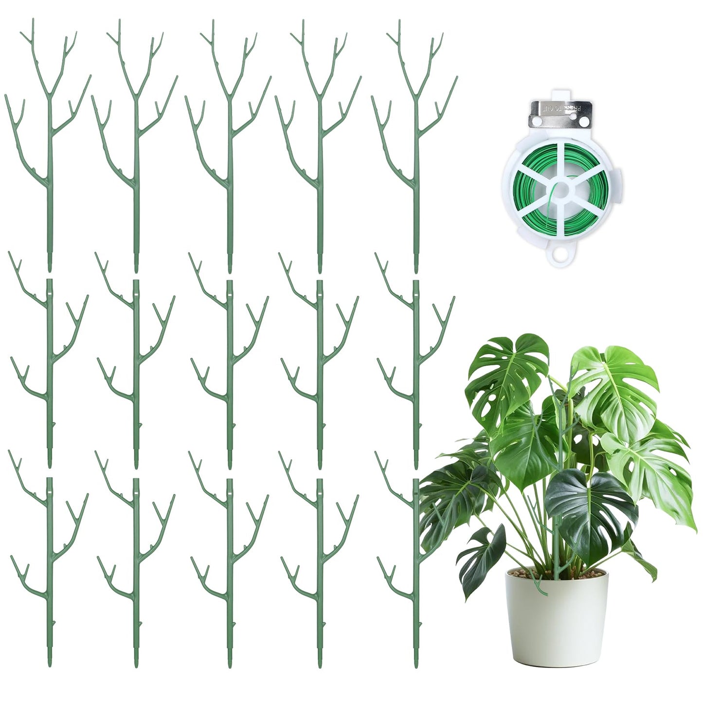 Obralitic 15 Pack Stackable Plant Support Stakes, Versatile Garden Trellis for Climbing & Vining Plants, Sturdy Reusable Plant Poles for Indoor & Outdoor Potted Plants, Monstera, Pothos, Philodendron