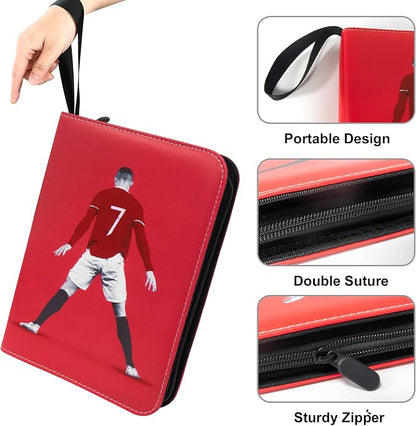 Soccer Card Binder 400 Pockets for Soccer Trading Cards Collectors,Portable Waterproof Card Storage Book with Removable Clear Sleeves,Compatible with Soccer Cards 2025-26