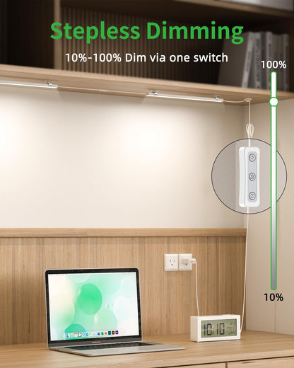 Vovamo Plug-in Under Cabinet Lighting, Dimmable Counter Lights for Kitchen, 2pcs 12 Inch, Cold White 6000K Linkable USB Led Closet Light, Wired Indoor Night Lights Bar for Desk, Sink,Workbench