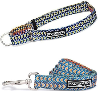 Lucky Love Dog Martingale Collar and Leash Set, Premium No Slip Collar for Male Dogs, Comfortable & Soft Martingale Dog Collars, Great for Whippets, Greyhounds, and More (Murphy, Medium - Combo)