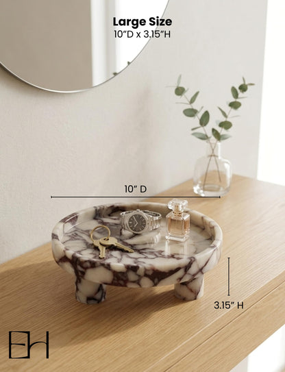 ExcHues 10” Footed Marble Tray and Fruit Bowl for Kitchen Counter