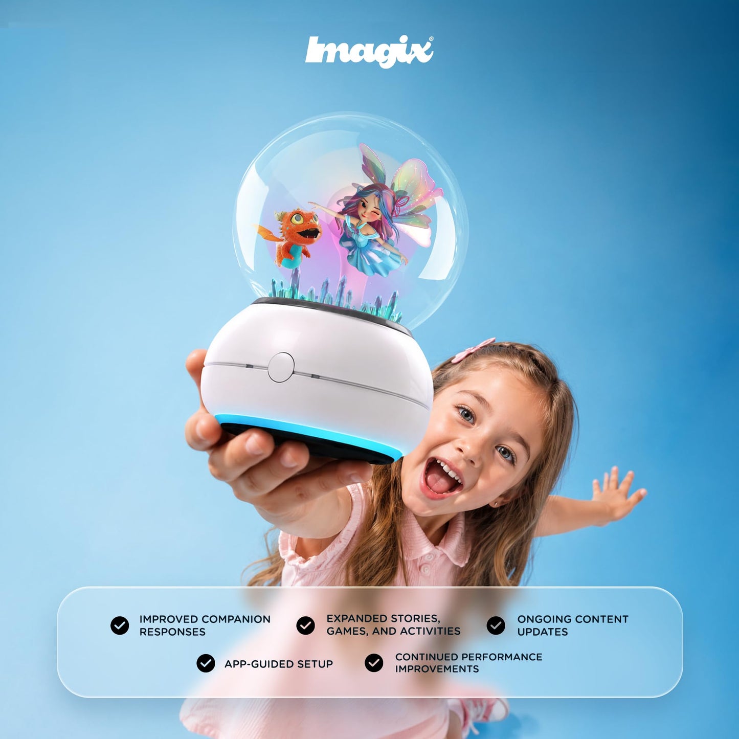 Imagix Crystal Ball – AI-Powered Interactive Hologram Companion for Kids Ages 5+ | Talking 3D Fairy & Dragon Toy with Stories, Games, Learning Help & Voice Interaction