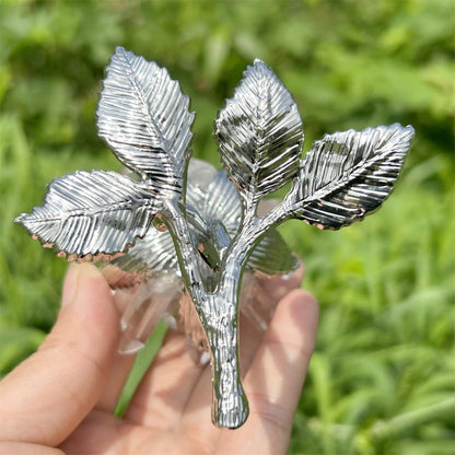 Xzyycyj 3.7" Crystal Tree,Crystal Gifts for Women - Natural Clear Quartz Crystal Cluster Mineral Crystal Flowers Home Decor Gifts Crystals and Stones (Crystal Quartz Silver Stand)