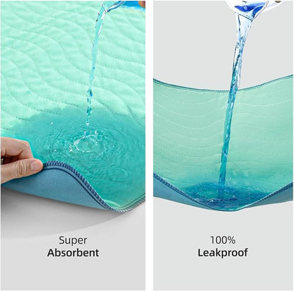 Pee Pads for Adults, Kids and Pets, Cotton-Like Surface, Machine Washable, 100% Leak Prevention with Waterproof TPU Layer (4 Pack, 34*36 inch)