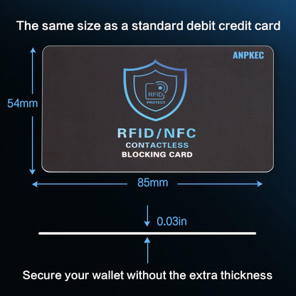 ANPKEC RFID Blocking Card, Contactless NFC Debit Credit Card Passport Protector for Men&Women, One Card Protects Entire Wallet/Purse, 5 Pack