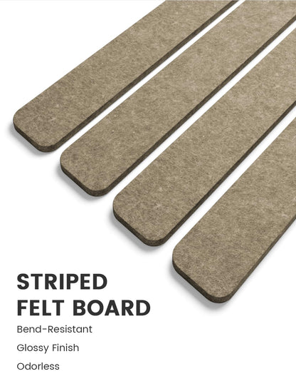 Fluxynara Cork Board Alternative Felt Strip Board 8-Pack 13"x2", Office Pin Board with 50 Push Pins, Adhesive Install for Bedroom Door & Home Office (Earth Brown)