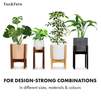Fox & Fern Large 15 Inch Planter - Premium Lightweight Fiberstone Black Plant Pot with Drainage Plug; Ideal for Indoor and Outdoor Plants