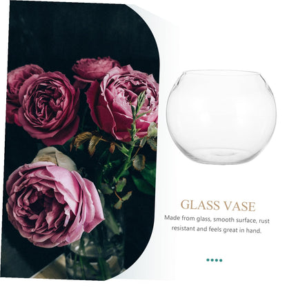 WATIIFUFU Glass Vase Hydroponic Plant Holder 15cm Round Bubble Fish Bowl Terrarium Container for Home Office Desktop Decoration