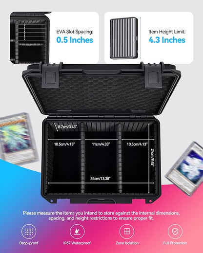 Card Cases for Sports Trading Graded Cards Storage Box Holder Organizer | with Spring Buckles Waterproof Hard Case Organizer for Baseball Slab BCW MTG TCG Zion Top Loader Rigid Magnetic Card Sleeve