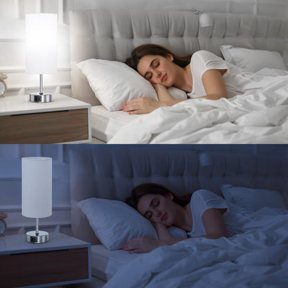 ROTTOGOON 12.8" Touch Control Table Lamp, 3-Way Dimmable Small Bedside Nightstand Lamp with 2 USB Ports, Modern Table Lamps with 6500K Daylight LED Bulb for Bedroom Living Room