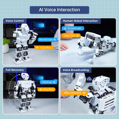 AI Vision & Voice Interaction Robot for Arduino Scratch Python Programming 17DOF Humanoid Robot Large AI Model STEM Project Education Voice Command Walking Dancing Self-Stand Up, Tonybot Standard kit