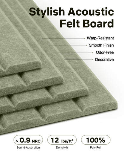 48" x 36" Large Cork Bulletin Board Tiles, Peel and Stick Felt Wall Panels for Vision, Message Center, Picture and Prayer Board for Office, Dorm, Room and Desk Decor(Sage Green)