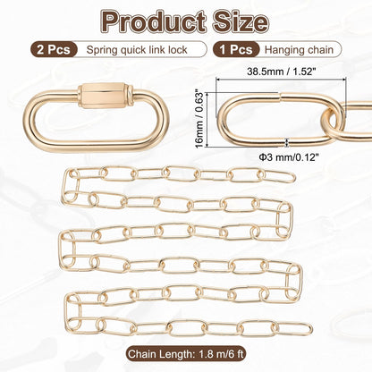 uxcell 6ft Lighting Hanging Chain, 3mm/0.12" Looping Metal Pendant Chandelier Chain Extension with 2 Quick Link Lock for Hanging Plant Pendant Chandelier Light Fixture, Rose Gold