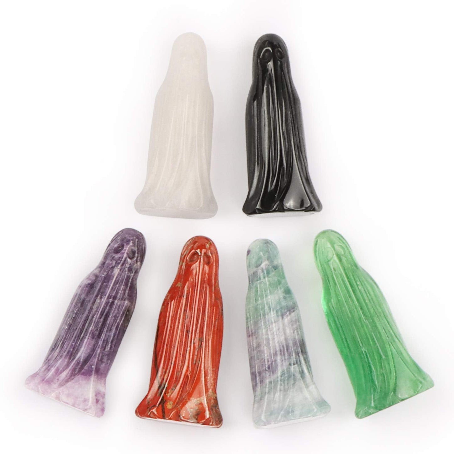 Artistone 3.0" Halloween Ghost Figurine Rainbow Fluorite Crystal Carving Gemstone Ghost Statue Carvings Collectible Sculpture for Carnival Party,Haunted House,Mantel Home