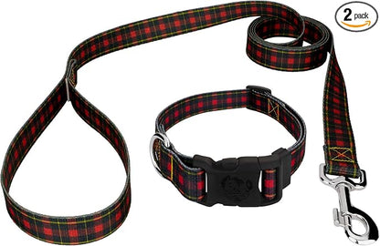 Country Brook Petz - Buffalo Plaid Everyday Dog Collar and Leash - Plaid and Argyle Collection Featuring Charming Designs (1/2 Inch, 2XS)