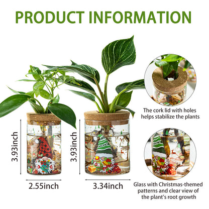 Christmas Vase, Christmas Themed Propagation Stations, Glass Propagation Vases for Plants, Cuttings, Desktop Planter Vase for Home & Office Decor, Set of 6 (3 Large & 3 Small)