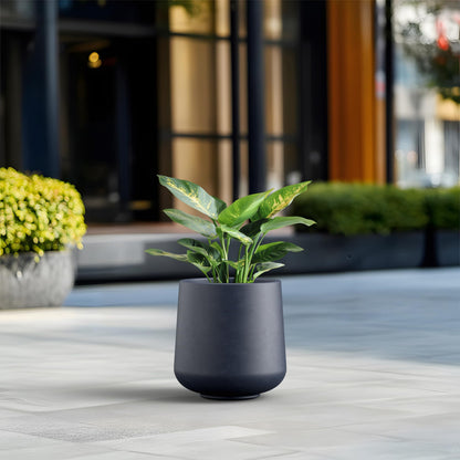 Kante 11.6" Dia Round Concrete Planter, Outdoor Indoor Large Plant Pots Containers with Drainage Hole and Rubber Plug for Home Garden Patio, Charcoal