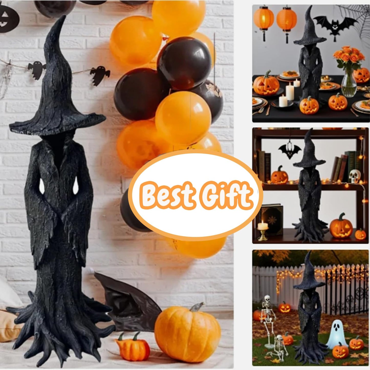 2025 Halloween Witch Statue ，Gothic Halloween Resin Figurine，Witch Figurine Crafted Desktop Ornament, Decorations Indoor Ornament