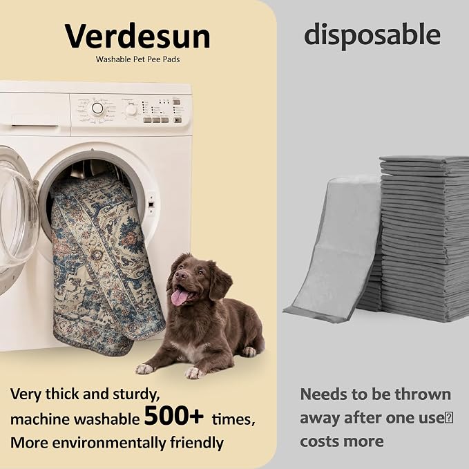 Washable Pee Pads for Dogs, Reusable Puppy Potty Training Pads, Ultra-Absorbent Thick Waterproof Leak-Proof Non-Slip Pads & Mat for Crate, Playpen, Floor, Whelping & Housebreaking , 2 Pack 24"x48"