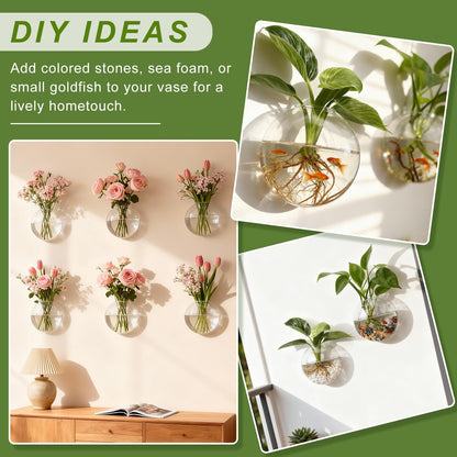 onepeng 4Pcs Wall Hanging Planter Propagation Stations Glass Terrariums Vase for Hydroponics Plants, Bathroom, Home Office Living Room Decor Gift