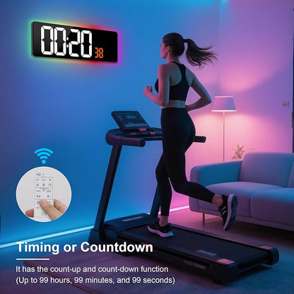 17.3" Large Digital Wall Clock Timer Alarm Clock with 8 Color Night Light | Led Large Display Mount Clock with Jumbo Number, Auto-Dimming/DST, for Classroom Living Room Gym Gift for Senior Mom Dad