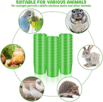 30 Pcs Chicken Coop Feeder Water Cup,8 oz Cage Cups Chicken Feeder Waterer, Cage Cups Birds Hanging Feeders, Chicken Feeder Water Bowl for Parakeet Poultry Pigeon Bunny Wire Cage(Green)