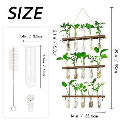 Monsiter QE 3 Tier Wall Hanging Propagation Stations with 15 Glass Test Tubes, Plant Terrarium Propagation Tubes Planter for Hydroponic Cuttings, Window Decor Gift for Plant Lovers
