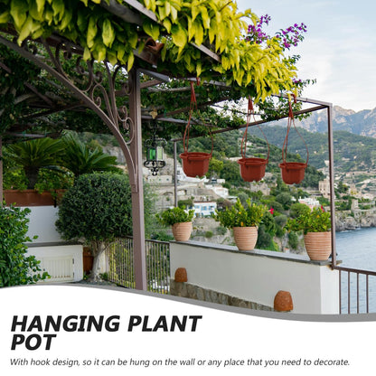Mipcase 10 Pcs Hanging Planters for Indoor Plants: Plastic Plant Pots with Drainage & Hooks for Flowers Herbs Succulents- Hanging Baskets for Home Garden Decor, 11.79X3.85X2.36in (Dark Red)