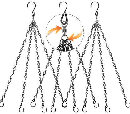 Heybe 16 inch Hanging Basket Chains 4 Point,3 Pack Thicker Chain for Hanging Plants 4 Lead, Hanging Planter Chain 4 Hooks (16 Inch-4 Point-Swivel)