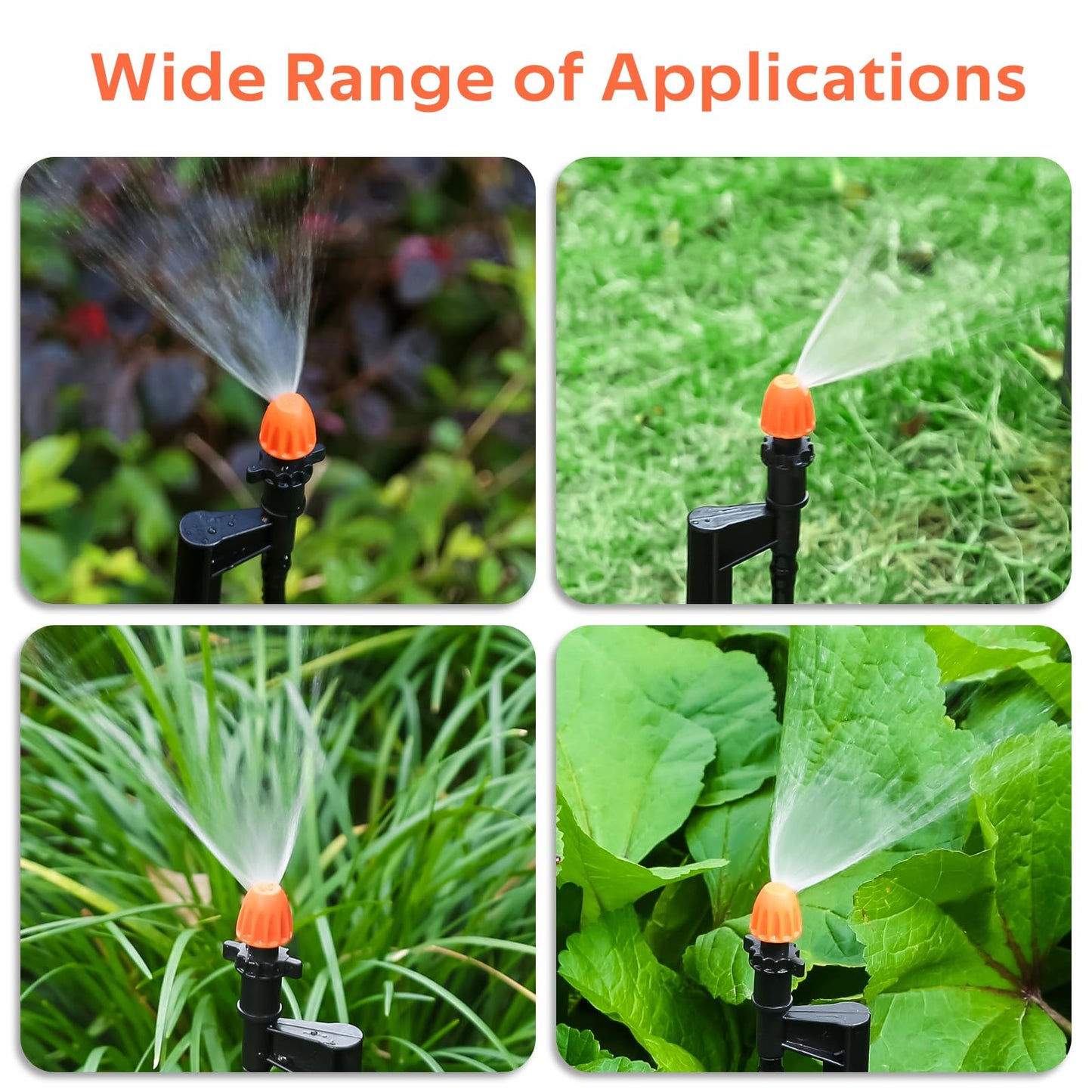 Drip Micro Sprinkler Heads with Stake: 90 Degree Sprinkler Nozzle with 1/4" Drip Irrigation Tubing - 10 Pack Drip Spray Emitters on 12 Inch Stake for Garden Water System