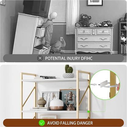 Shintenchi 5 Tiers Bookshelf, Classically Tall Bookcase Shelf,Industrial Book Rack,Modern Book Holder in Bedroom/Living Room/Home/Office, Storage Rack Shelves for Books/Movies,Gold