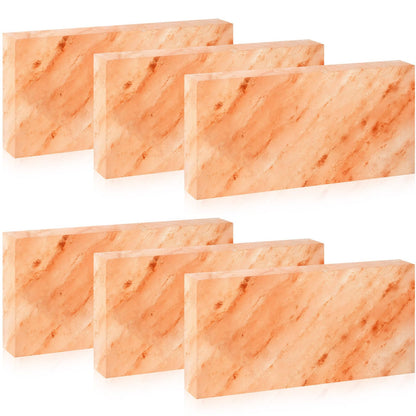 Swiffen 6 Pcs Himalayan Salt Tiles for Sauna Spa, 8 x 4 x 1 Inches, Natural Pink Salt Bricks Bulk Stone Blocks for Building Sauna Room, Spa Walls, Massage, Dry Aging, Wellness Centers, Home DIY Decor