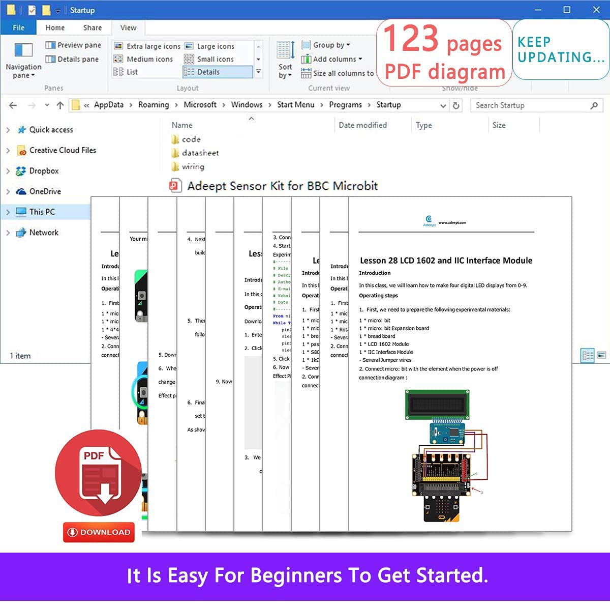 Adeept Sensor Starter Kit for BBC Micro:bit (V2 Included) | Programmable Starter Kit for Micro:bit with 35 Projects PDF Tutorial Book