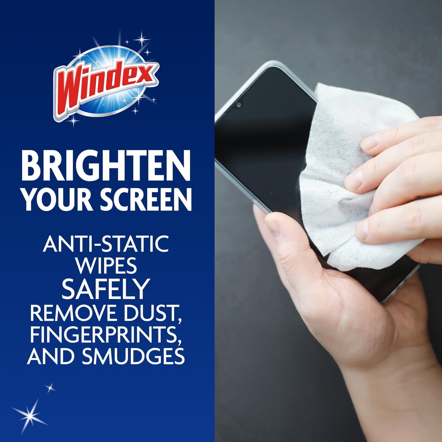Windex Electronic Cleaning Wipes, Pre-Moistened Screen Wipes for TVs, Phones, and Other Electronics, Resealable for a Freshness Lock, 25 Count (Pack of 3)