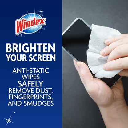 Windex Electronic Cleaning Wipes, Pre-Moistened Screen Wipes for TVs, Phones, and Other Electronics, Resealable for a Freshness Lock, 25 Count (Pack of 3)