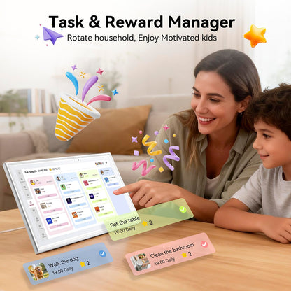 15.6 Inch Digital Calendar，Smart Touchscreen Interactive Display for Family Schedules，Chore Charts, Achievement Rewards,Meal Planner, to Do List，Wall & Desk Mount Smart Electronic Planne