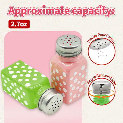 2 Pieces Easter Salt Pepper Shakers Polka Dot Egg Pink and Green Ceramic Salt and Pepper Shaker Set for Stove Top Easter Home Kitchen Decor(Pink and green egg)