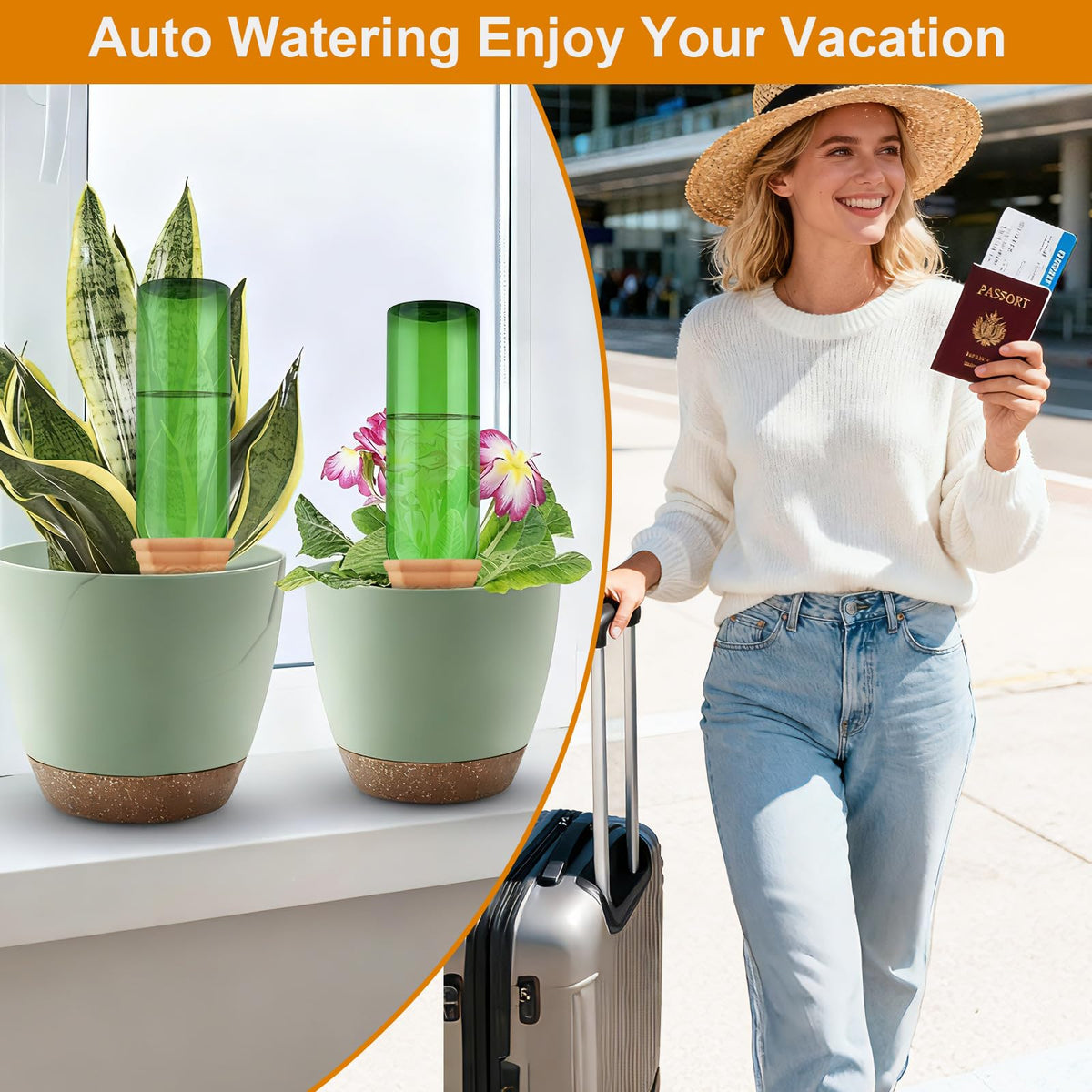 Plant Watering Spikes 12 Pack,Terracotta Plant Watering Spikes Wine Bottle Automatic Plant Waterer for Watering Indoor and Outdoor Plants While on Vacation - Plant Perfect Self-Watering Device